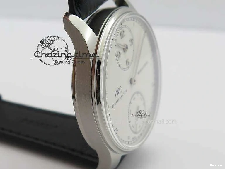 MIROTIME 0424 Effortless Portuguese IW544404 SS White Dial On Black Leather Strap A 7257